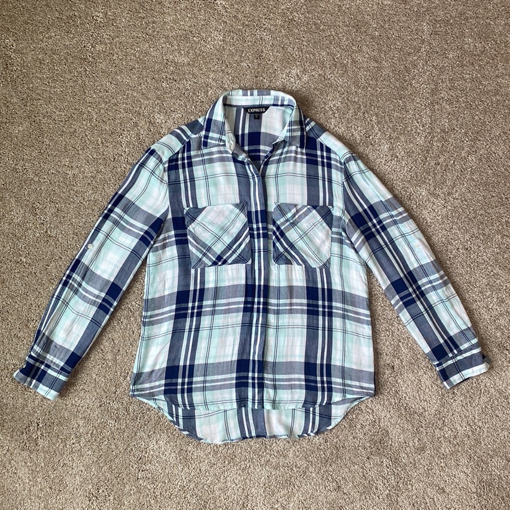 Express Plaid Button Down Flannel Shirt
